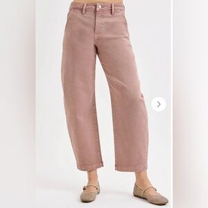 Risen Los Angeles Mauve Cropped Tummy Control Barrel Jeans 13/31 NWT
